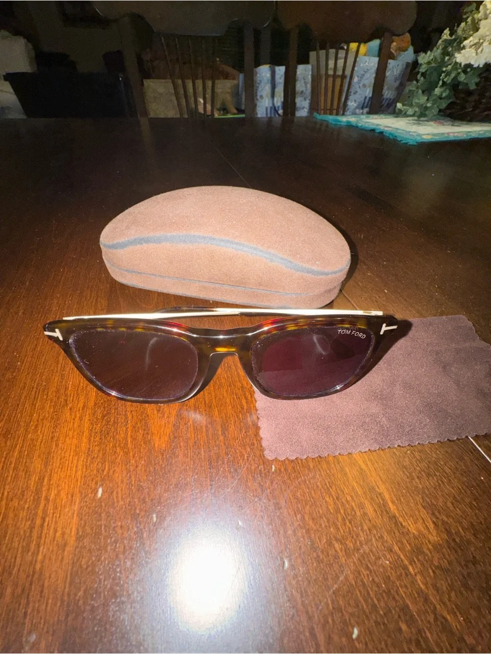 Tom Ford Arnaud Geometric Wayfarers- Tortoise Frames, Purple Lenses, Black Hues